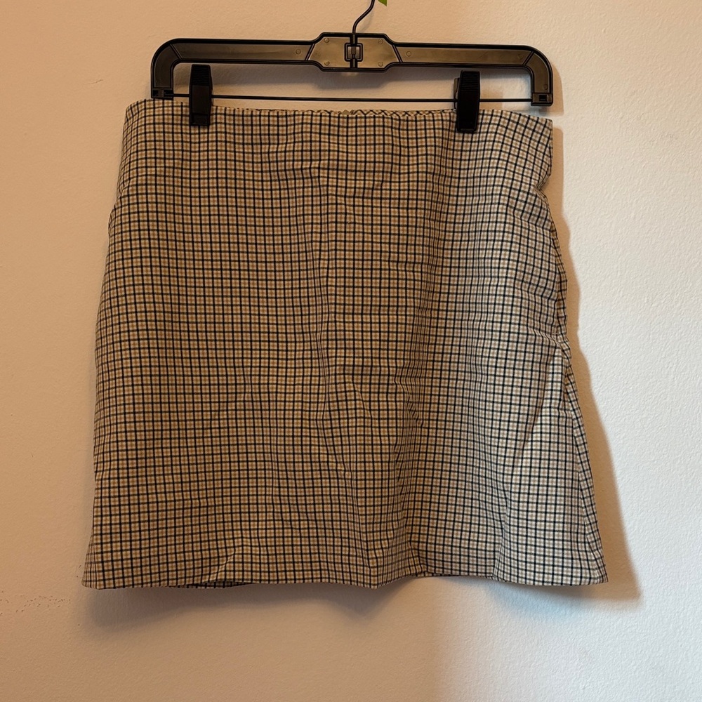 Wilfred Aritzia Black, Tan, and White Grid Mini Skirt - Picture 1 of 5